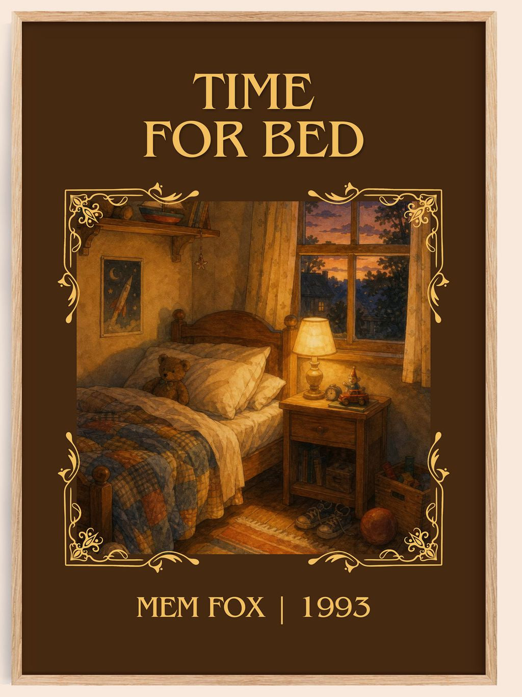 Time for Bed Classic Book Art Print by Mem Fox – book poster