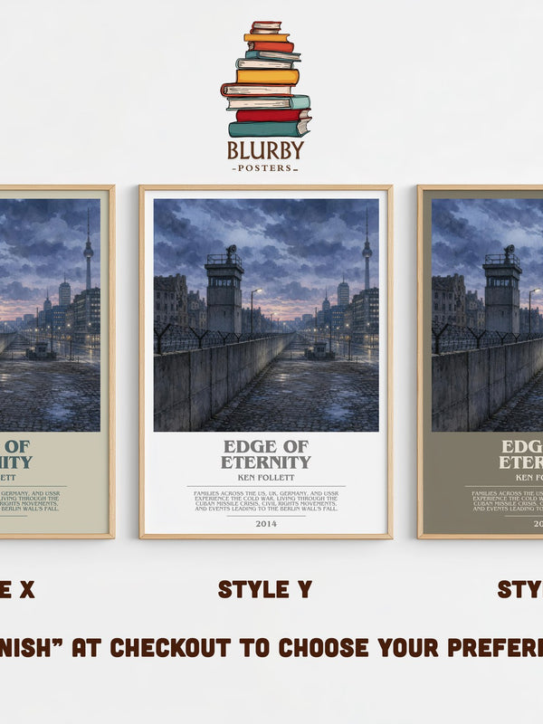 Edge Of Eternity bookish print in frame leaning in hallway – historical fiction wall art