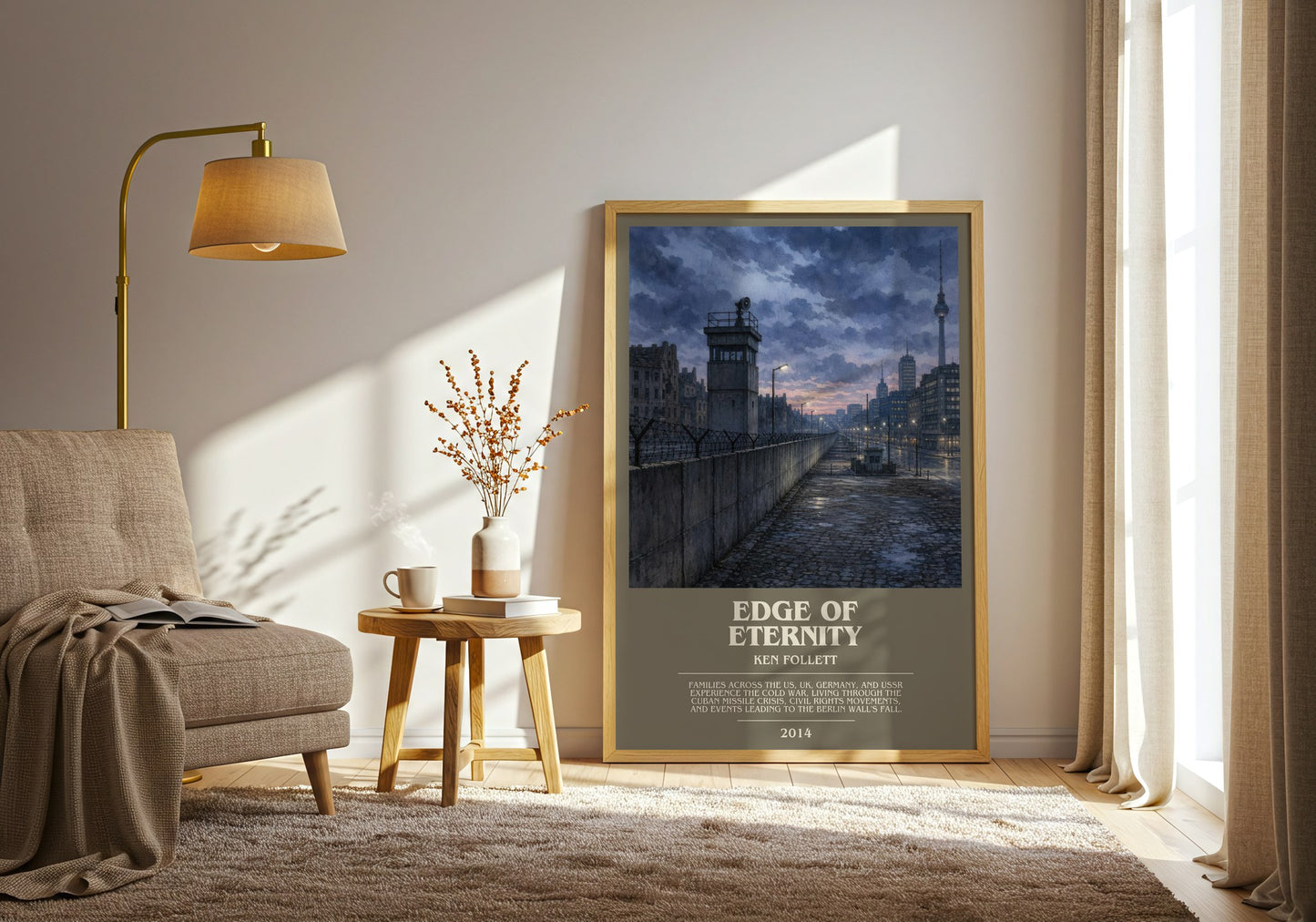 Edge Of Eternity bookish print on bookshelf – Ken Follett fan gift
