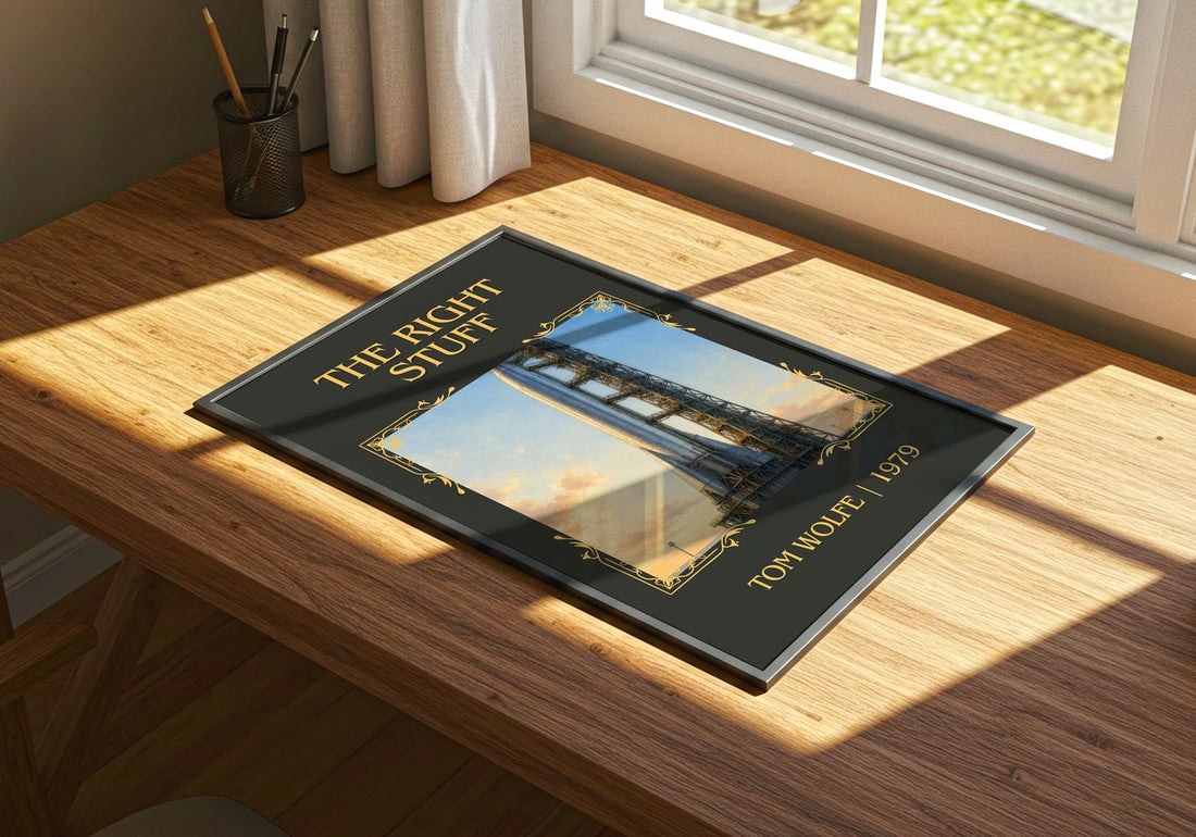 The Right Stuff Classic Book Art Print by Tom Wolfe – print on a sunlit desk