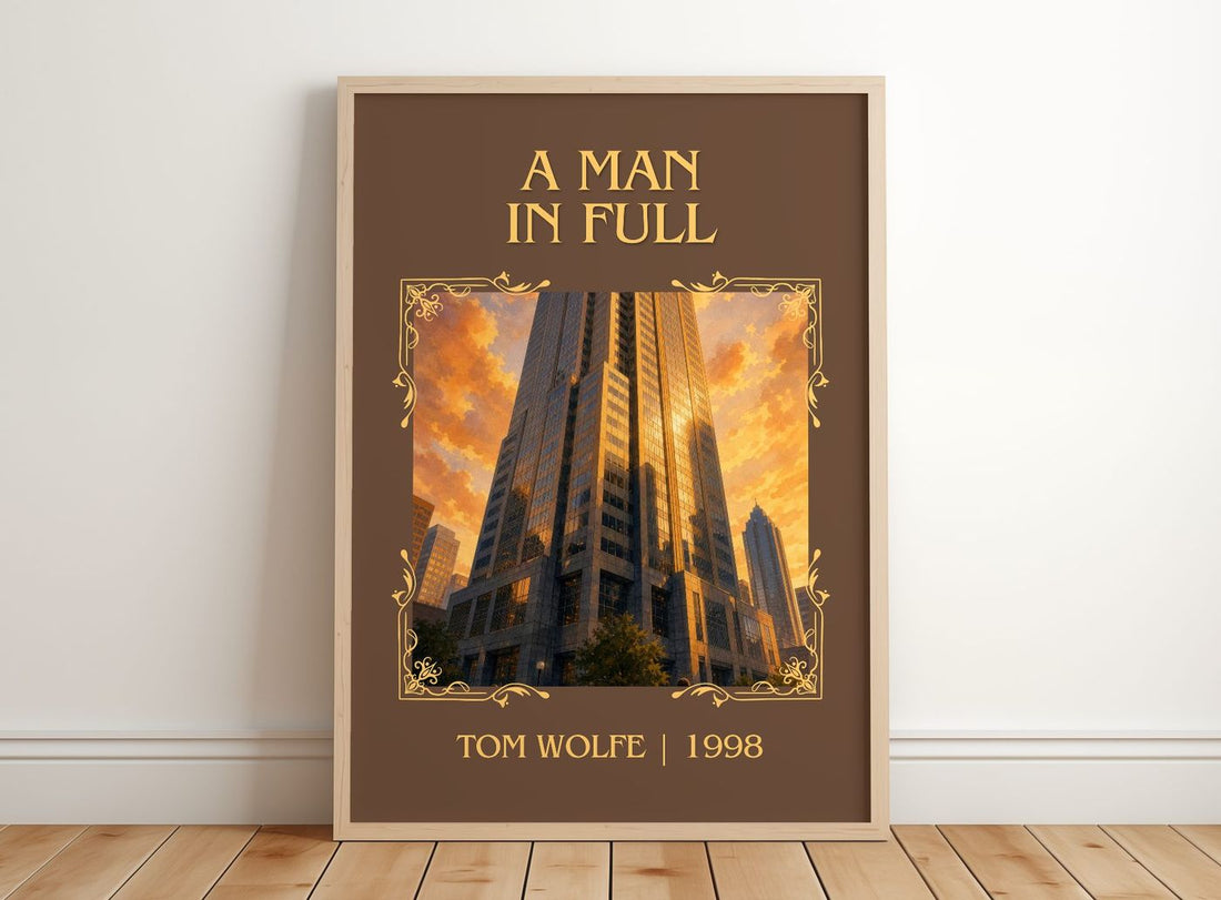 A Man in Full Classic Book Art Print by Tom Wolfe – framed print leaning on a wooden floor