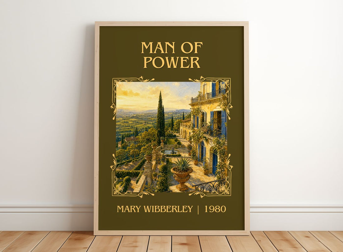 Man of power Classic Book Art Print by Mary Wibberley – framed print leaning on a wooden floor