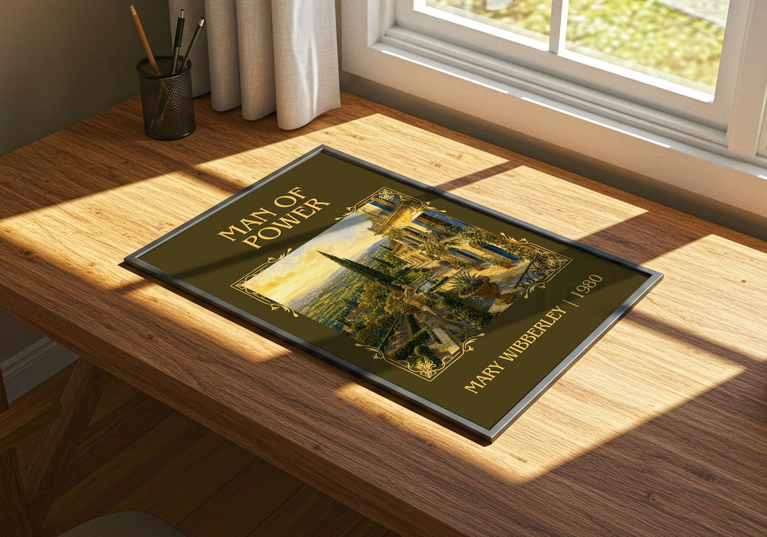 Man of power Classic Book Art Print by Mary Wibberley – print on a sunlit desk