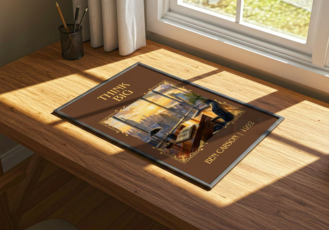 Think big Classic Book Art Print by Ben Carson – print on a sunlit desk