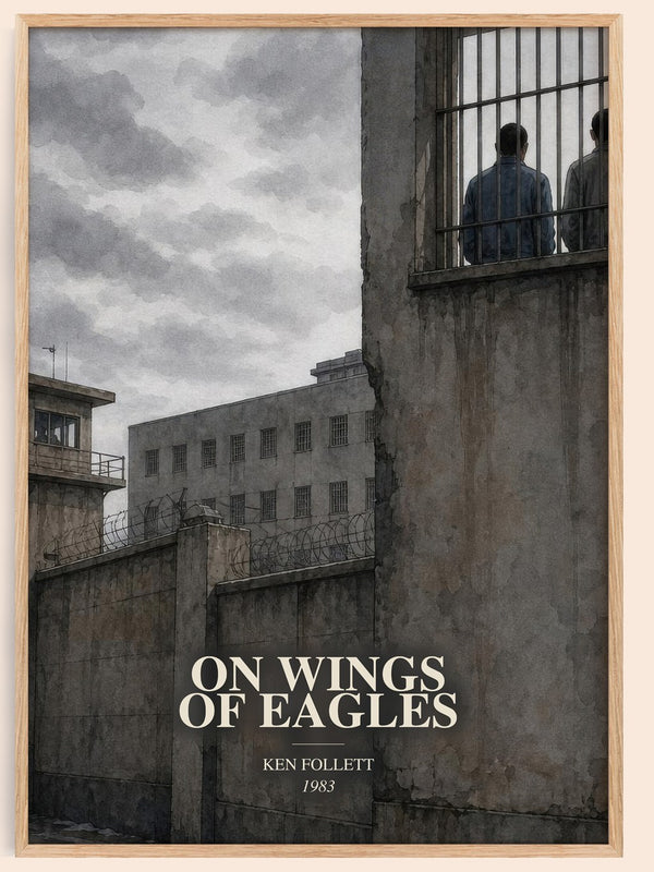 On Wings Of Eagles watercolour book poster by Ken Follett – framed literary art print