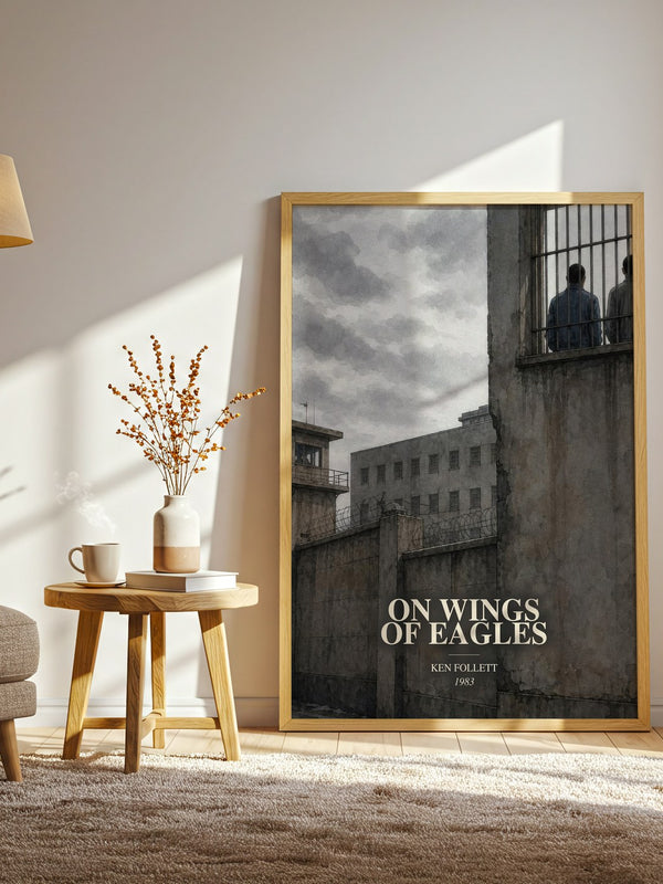 On Wings Of Eagles watercolour print in frame leaning in hallway – non fiction wall art