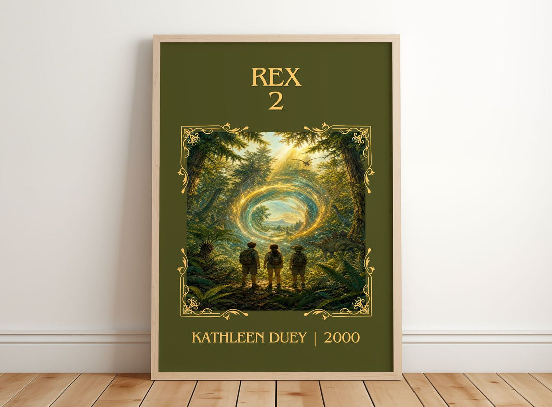 Rex 2 Classic Book Art Print by Kathleen Duey – framed print leaning on a wooden floor