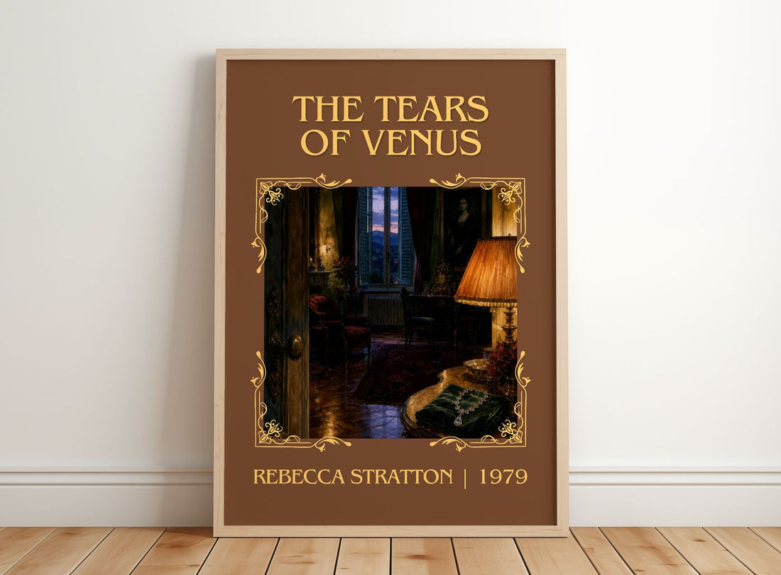 The Tears of Venus Classic Book Art Print by Rebecca Stratton – framed print leaning on a wooden floor