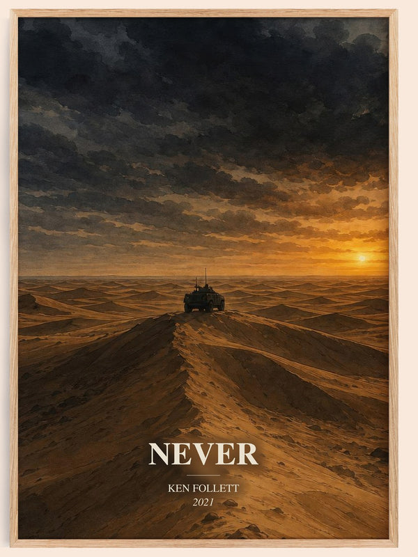Never watercolour book poster by Ken Follett – framed literary art print