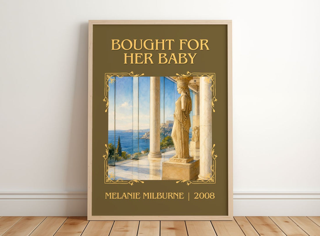 Bought For Her Baby Classic Book Art Print by Melanie Milburne – framed print leaning on a wooden floor