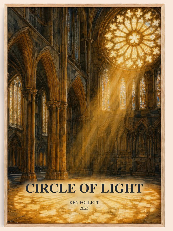 Circle Of Light watercolour book poster by Ken Follett – framed literary art print