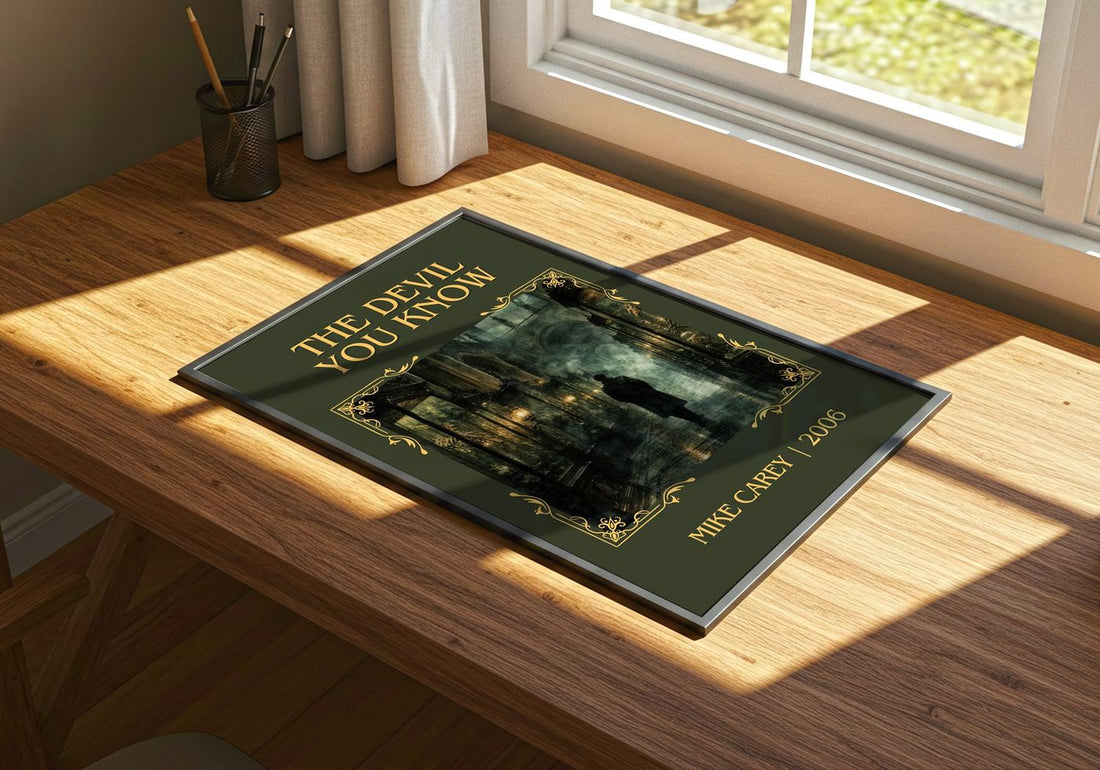 The Devil You Know Classic Book Art Print by Mike Carey – print on a sunlit desk