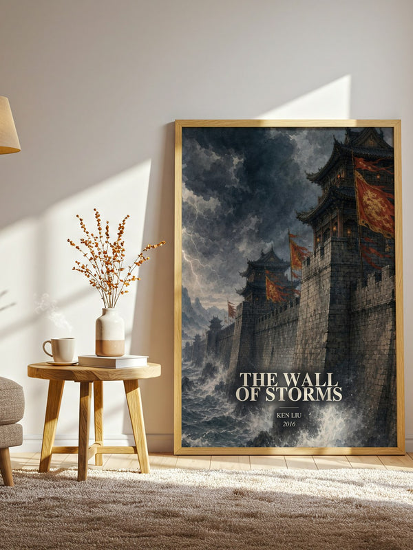 The Wall Of Storms watercolour print in frame leaning in hallway – fantasy wall art