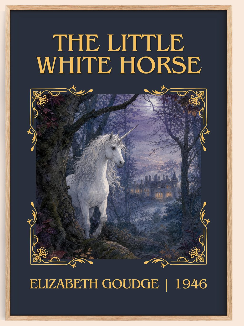 The Little White Horse Classic Book Art Print by Elizabeth Goudge – book poster