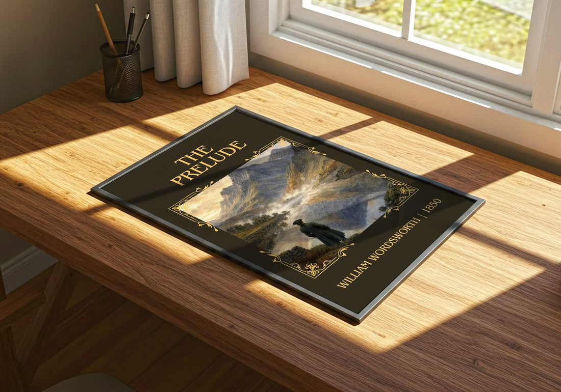The prelude Classic Book Art Print by William Wordsworth – print on a sunlit desk