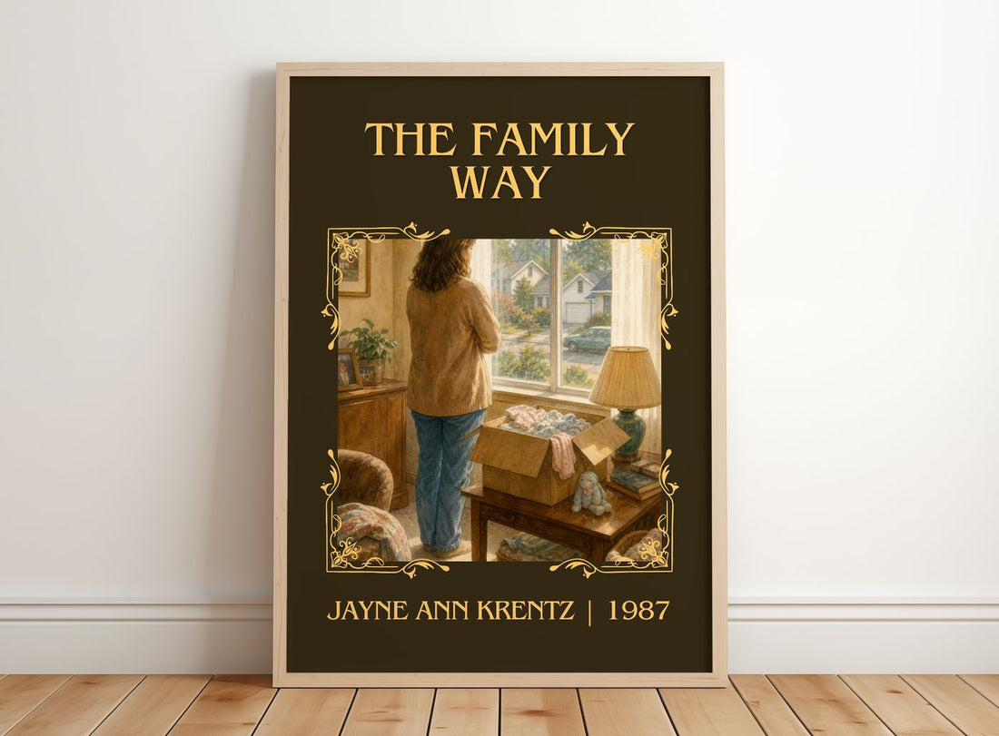 The Family Way Classic Book Art Print by Jayne Ann Krentz – framed print leaning on a wooden floor
