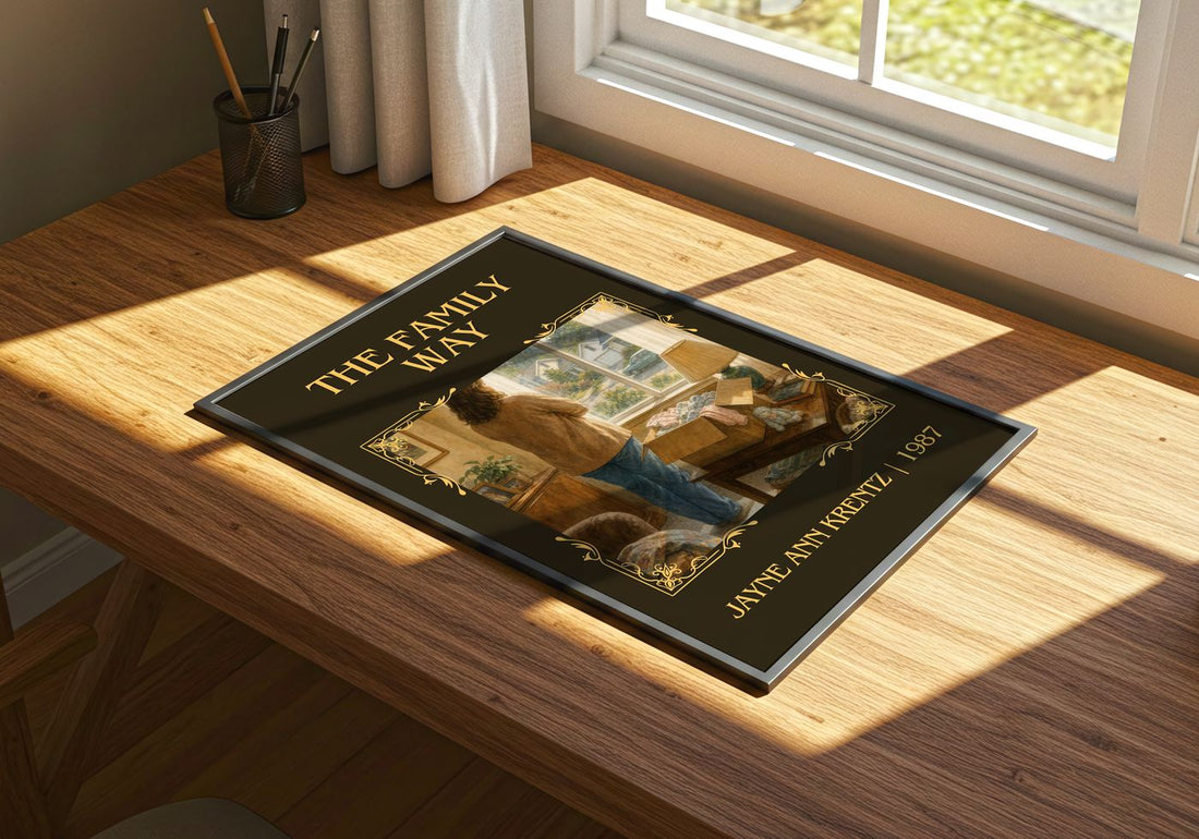 The Family Way Classic Book Art Print by Jayne Ann Krentz – print on a sunlit desk