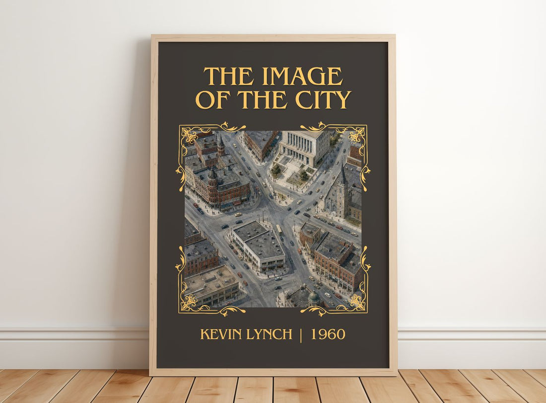 The Image of the City Classic Book Art Print by Kevin Lynch – framed print leaning on a wooden floor