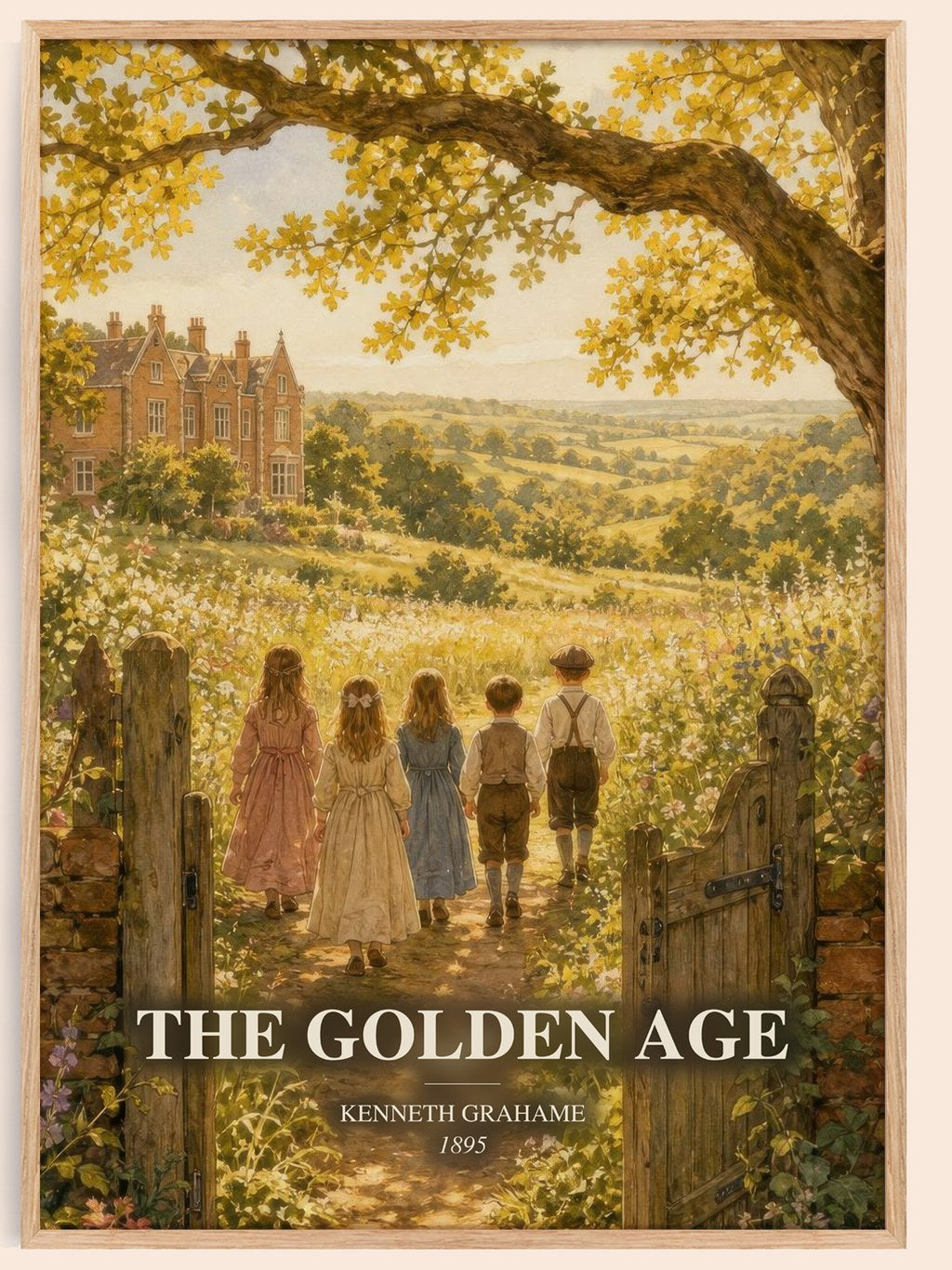 The Golden Age watercolour book poster by Kenneth Grahame – framed literary art print