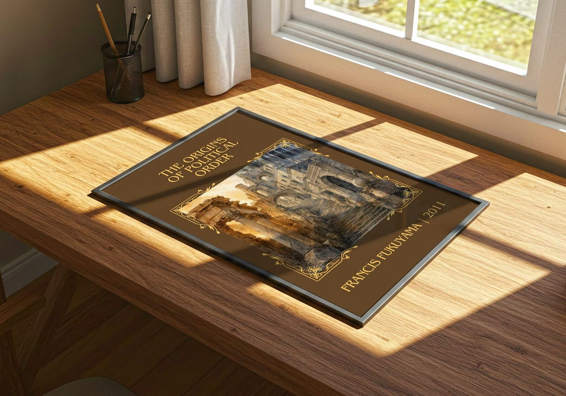 origins of political order Classic Book Art Print by Francis Fukuyama – print on a sunlit desk