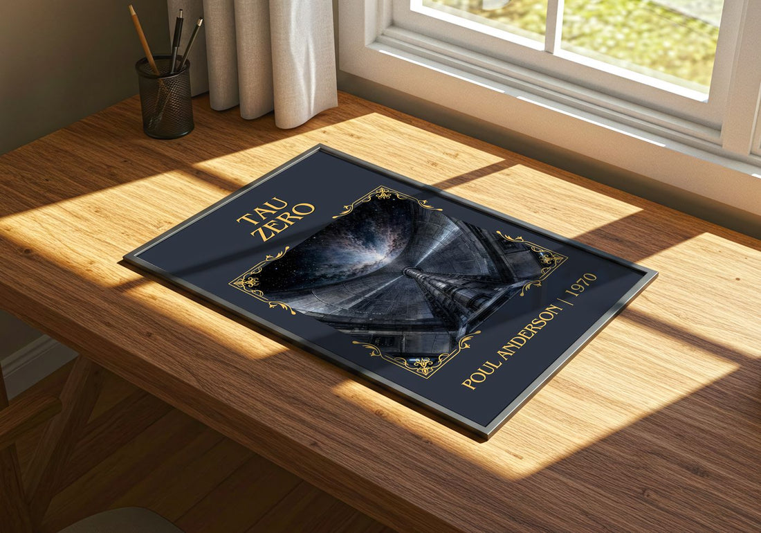 Tau Zero Classic Book Art Print by Poul Anderson – print on a sunlit desk