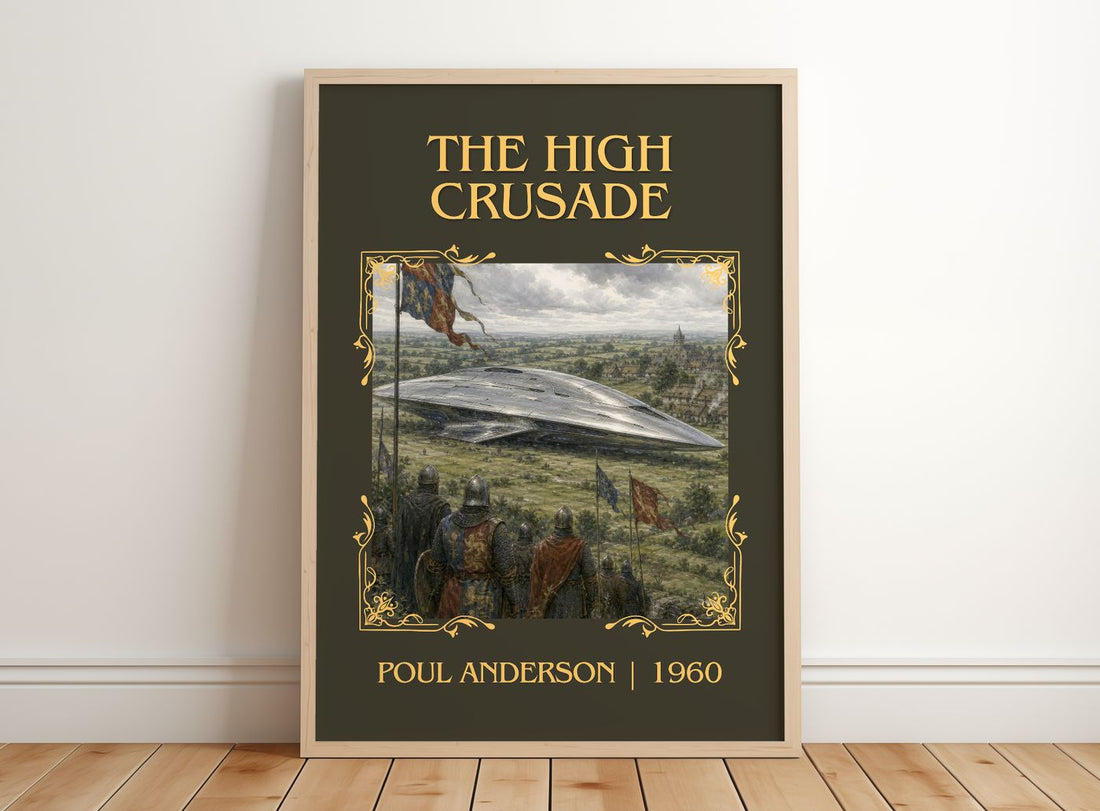 The High Crusade Classic Book Art Print by Poul Anderson – framed print leaning on a wooden floor