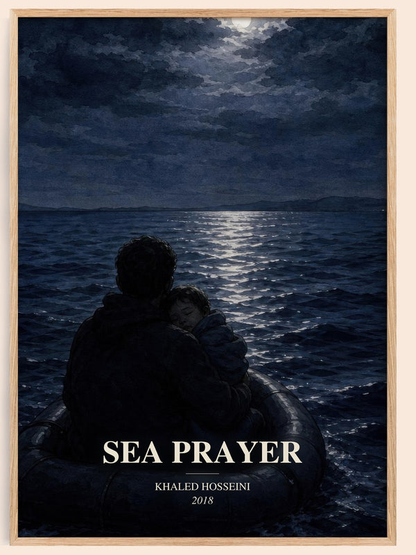 Sea Prayer watercolour book poster by Khaled Hosseini – framed literary art print
