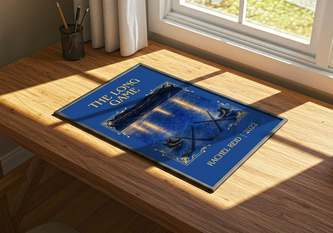The Long Game Classic Book Art Print by Rachel Reid – print on a sunlit desk