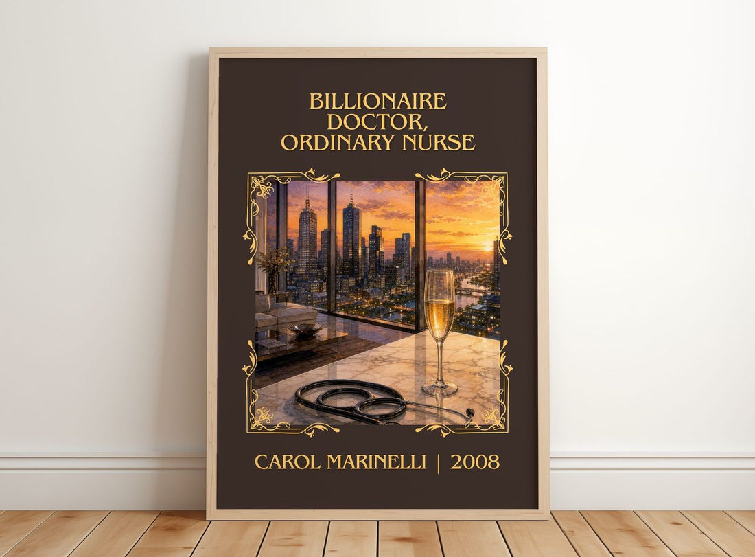 Billionaire Doctor, Ordinary Nurse Classic Book Art Print by Carol Marinelli – framed print leaning on a wooden floor