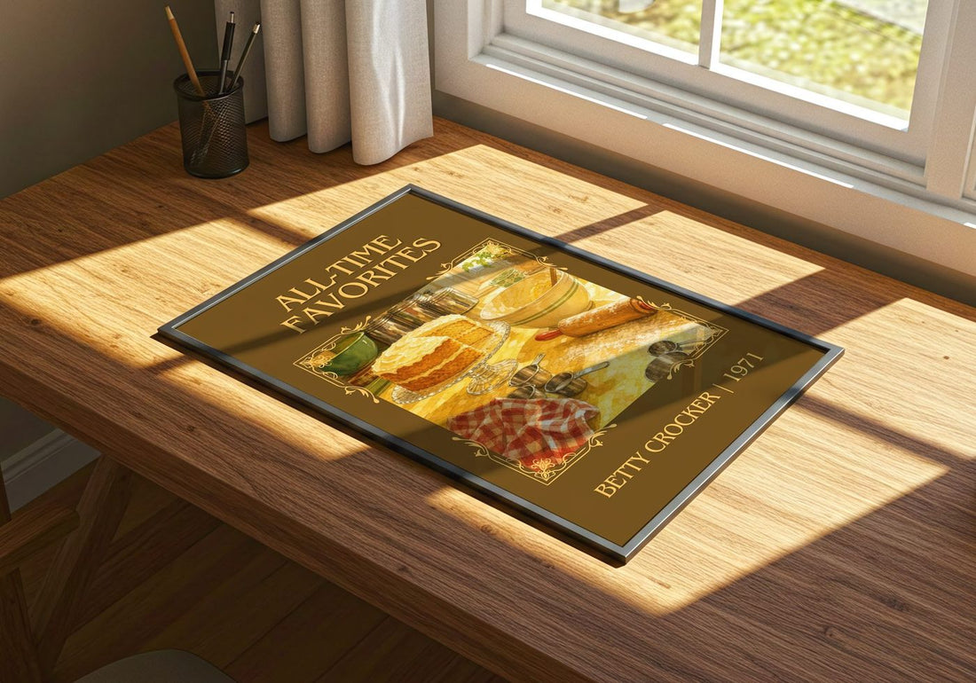 All-time favorites Classic Book Art Print by Betty Crocker – print on a sunlit desk