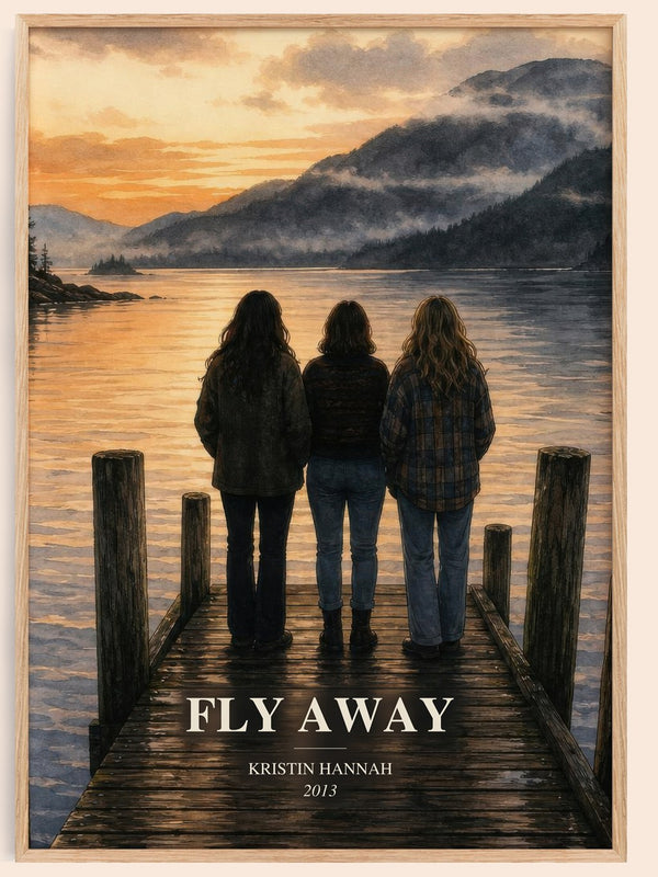 Fly Away watercolour book poster by Kristin Hannah – framed literary art print