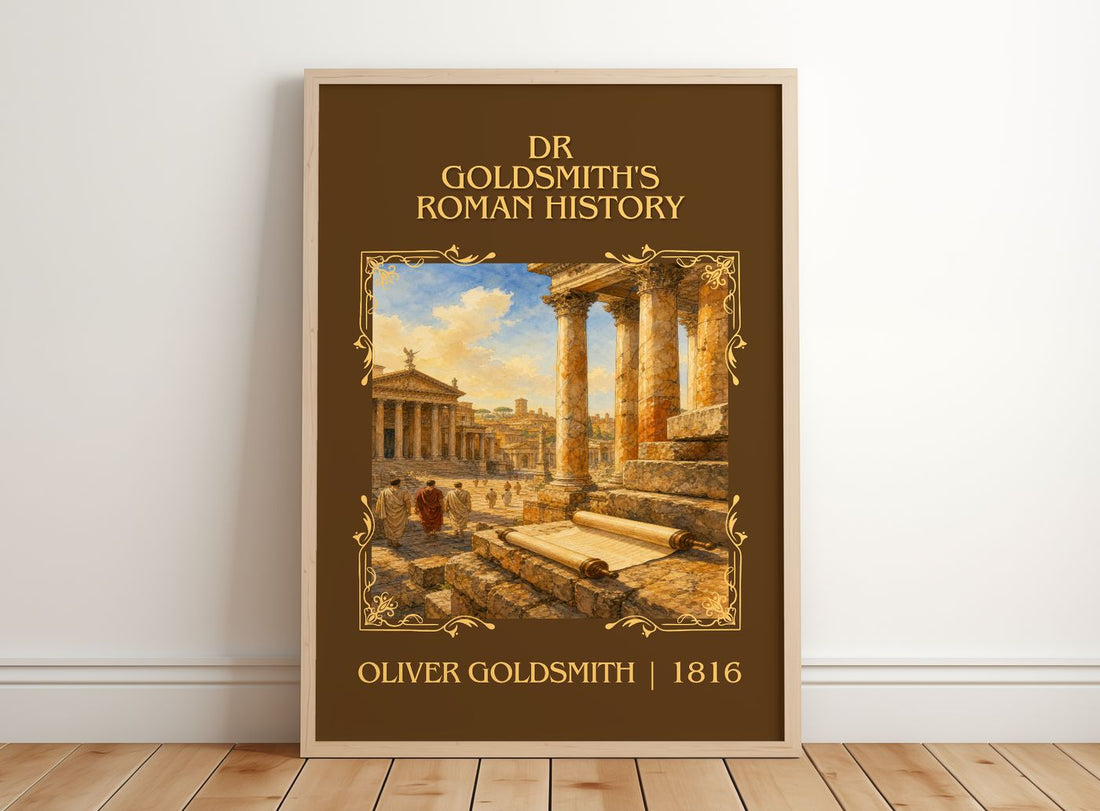 Dr Goldsmith's Roman history Classic Book Art Print by O. Goldsmith – framed print leaning on a wooden floor