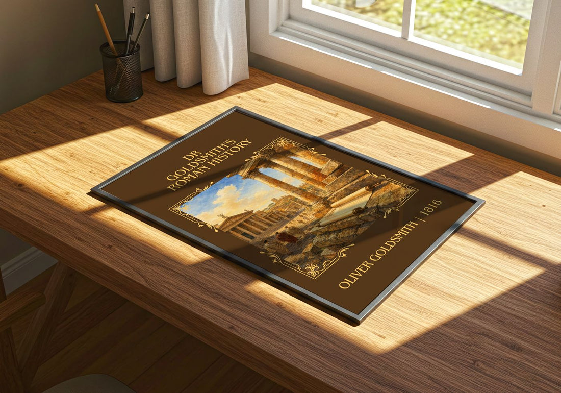Dr Goldsmith's Roman history Classic Book Art Print by O. Goldsmith – print on a sunlit desk