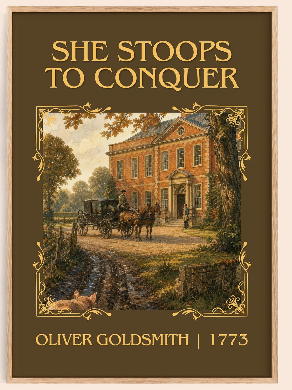 She Stoops To Conquer Classic Book Art Print by Oliver Goldsmith – book poster