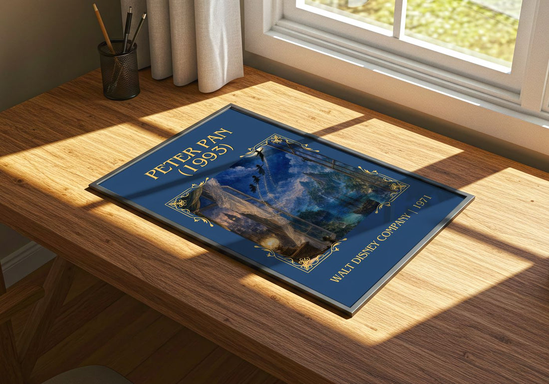 Peter Pan (1993) Classic Book Art Print by Walt Disney Company – print on a sunlit desk