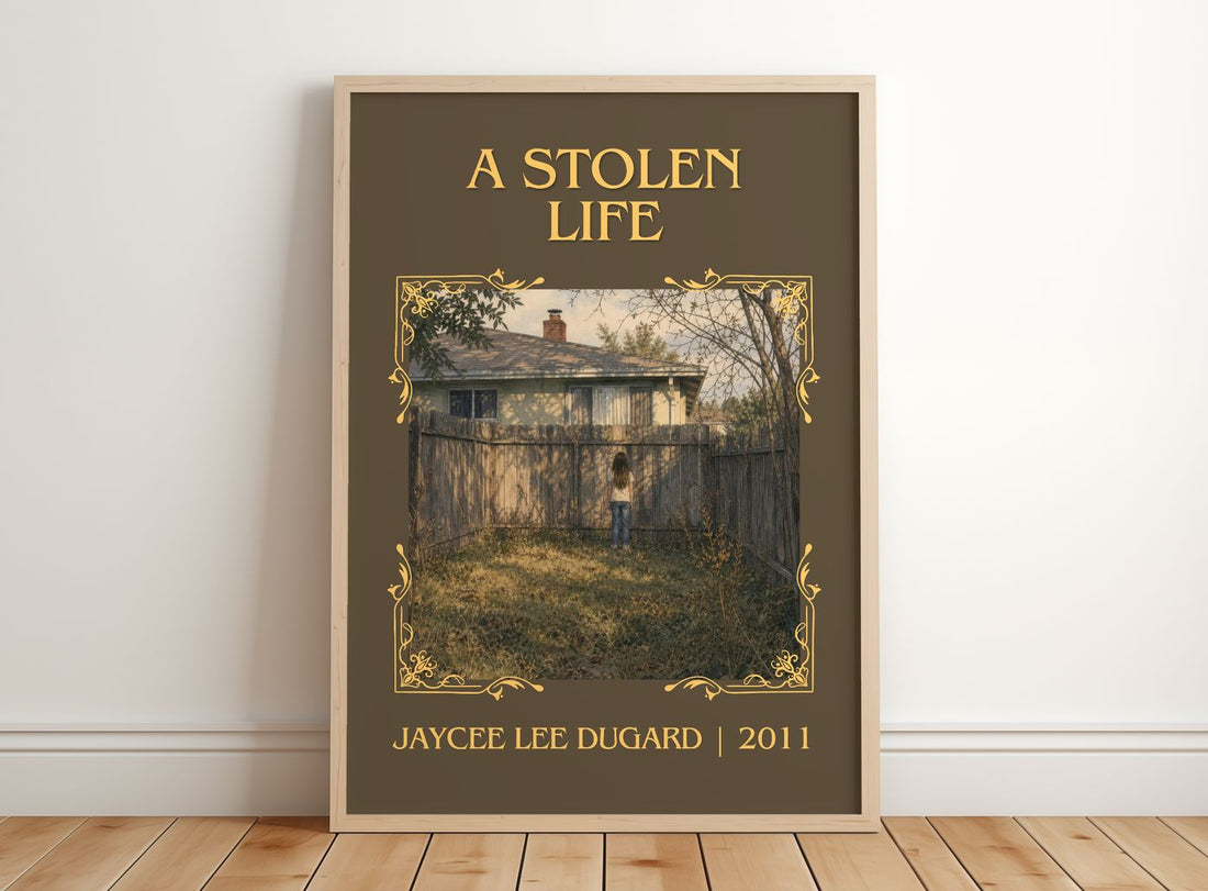 A Stolen Life Classic Book Art Print by Jaycee Lee Dugard – framed print leaning on a wooden floor