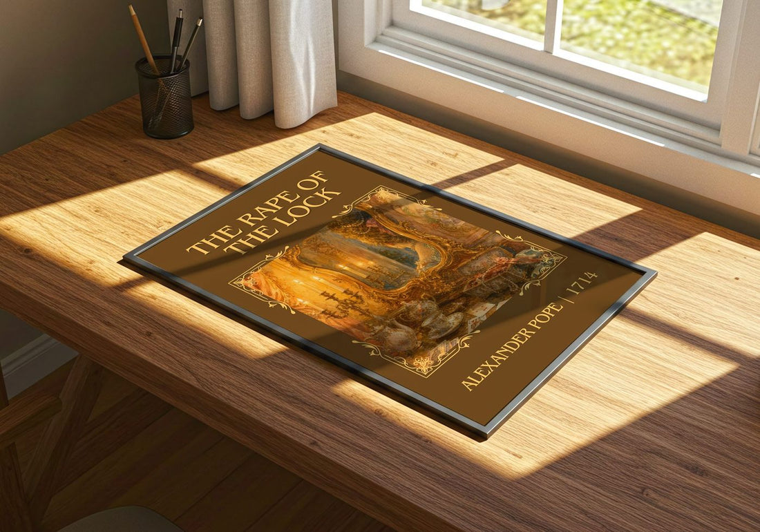 The Rape of the Lock Classic Book Art Print by Alexander Pope – print on a sunlit desk