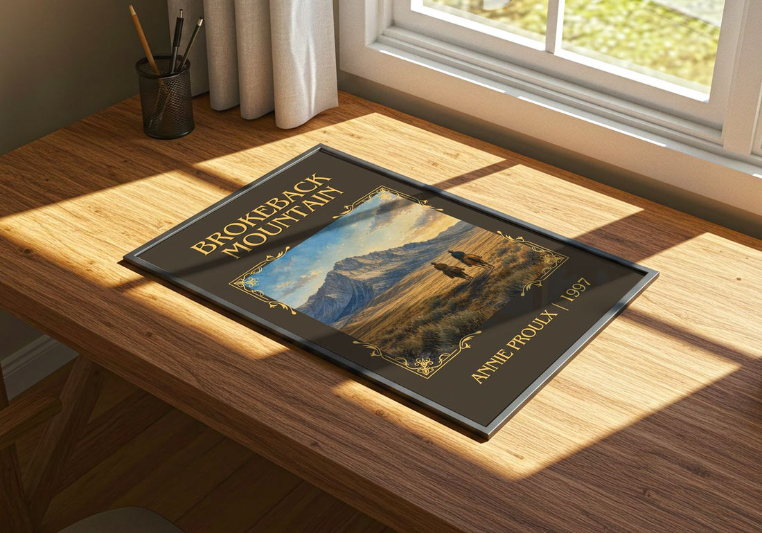 Brokeback Mountain Classic Book Art Print by Annie Proulx – print on a sunlit desk