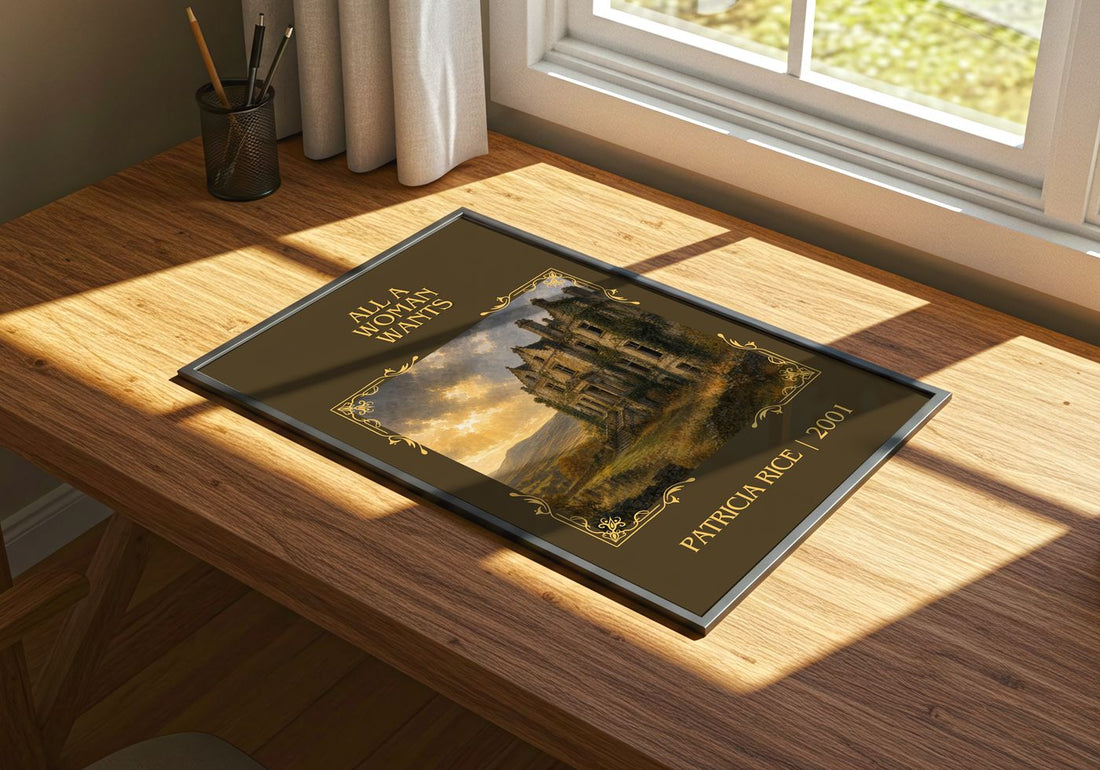 All a Woman Wants Classic Book Art Print by Patricia Rice – print on a sunlit desk