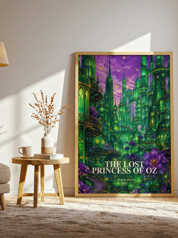 The Lost Princess Of Oz watercolour print in frame leaning in hallway – childrens wall art