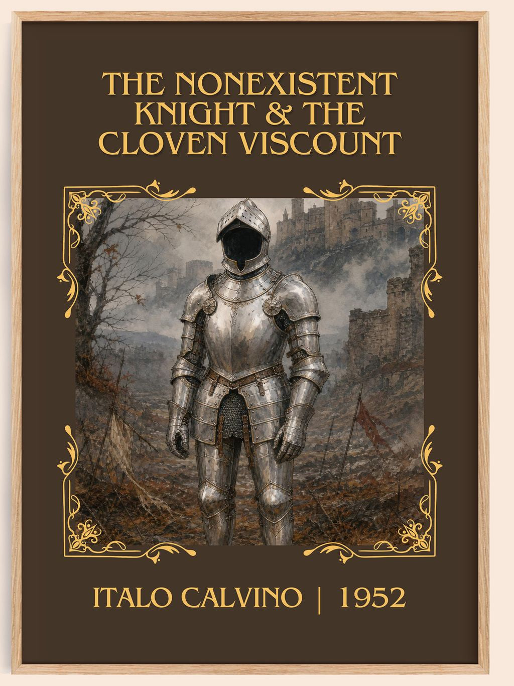 The nonexistent knight & The cloven viscount Classic Book Art Print by Italo Calvino – book poster