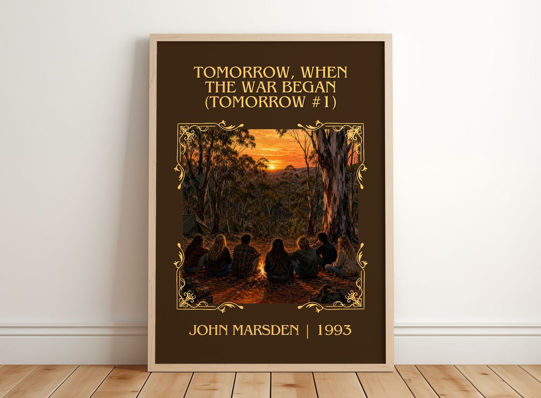 Tomorrow, when the war began (Tomorrow #1) Classic Book Art Print by John Marsden – framed print leaning on a wooden floor
