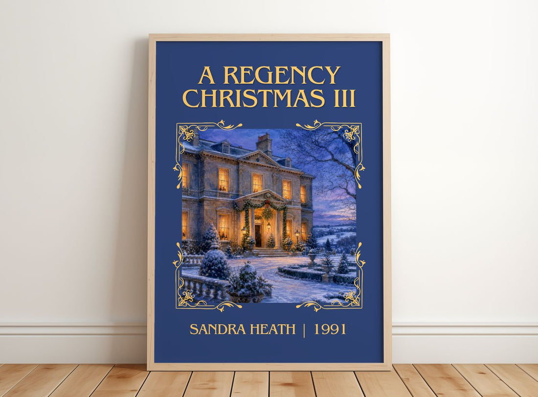 A Regency Christmas III Classic Book Art Print by Sandra Heath – framed print leaning on a wooden floor