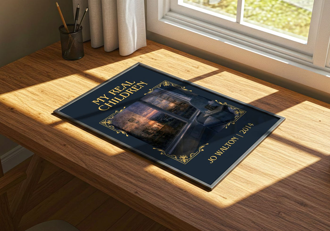 My real children Classic Book Art Print by Jo Walton – print on a sunlit desk