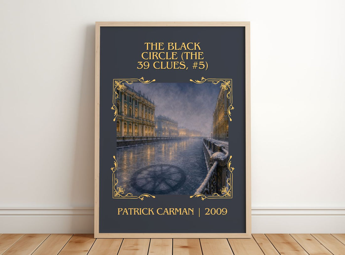 Black Circle (The 39 Clues, #5) Classic Book Art Print by P. Carman – framed print leaning on a wooden floor
