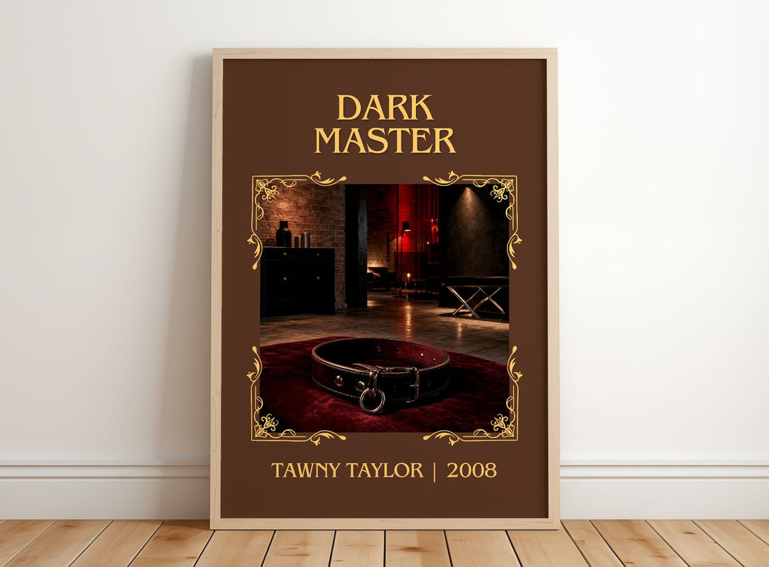 Dark Master Classic Book Art Print by Tawny Taylor – framed print leaning on a wooden floor