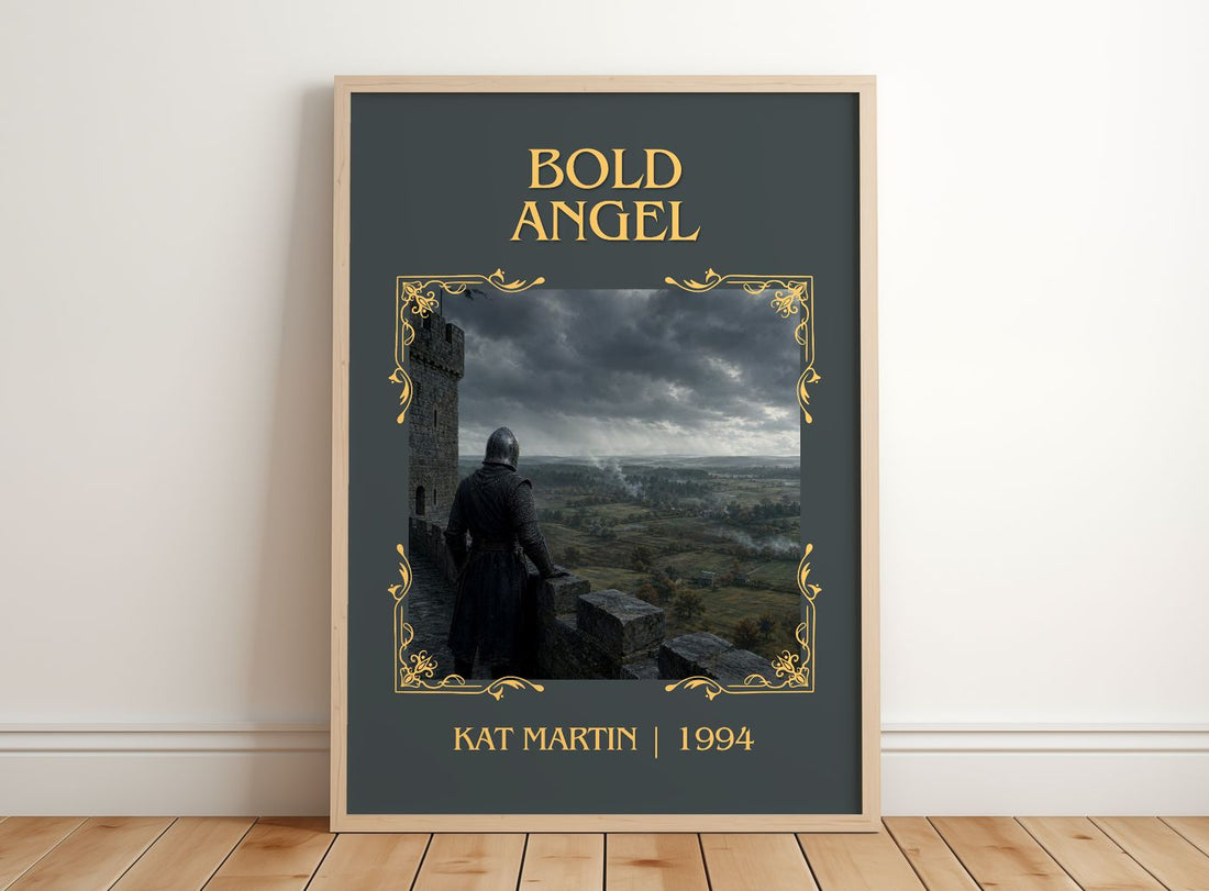 Bold Angel Classic Book Art Print by Kat Martin – framed print leaning on a wooden floor