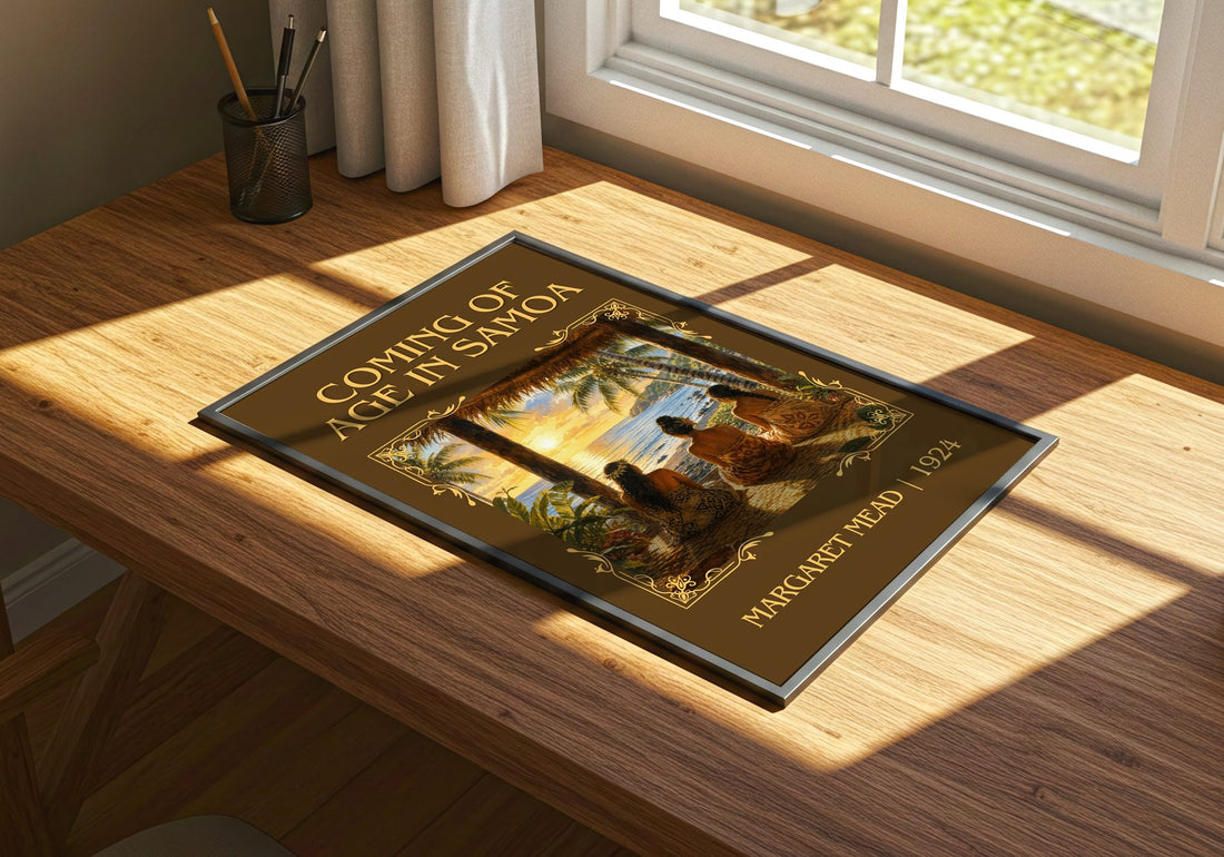 Coming of age in Samoa Classic Book Art Print by Margaret Mead – print on a sunlit desk