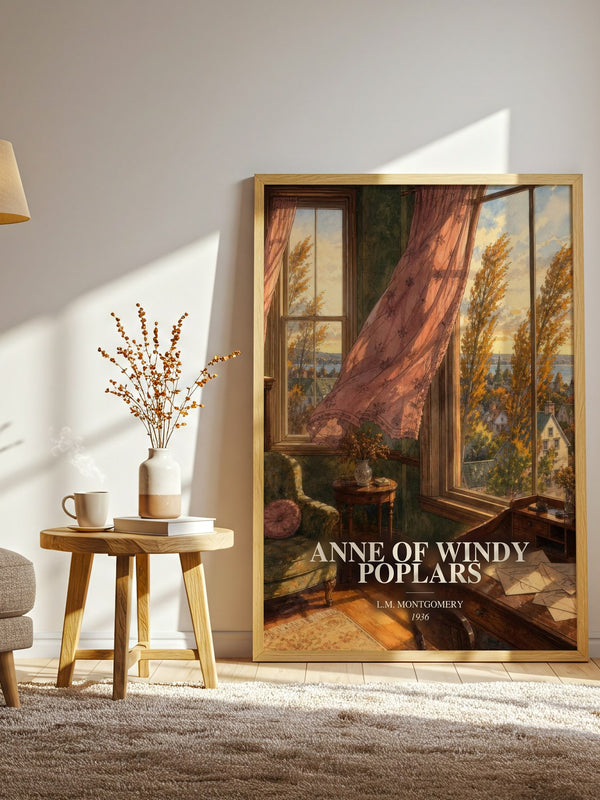 Anne Of Windy Poplars watercolour print in frame leaning in hallway – childrens wall art