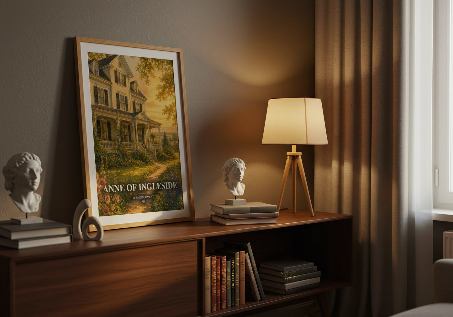 Anne Of Ingleside watercolour print on bookshelf – L.M. Montgomery fan gift